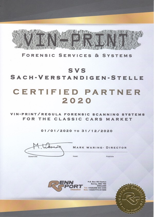 VIN Print Zertifikat SVS
