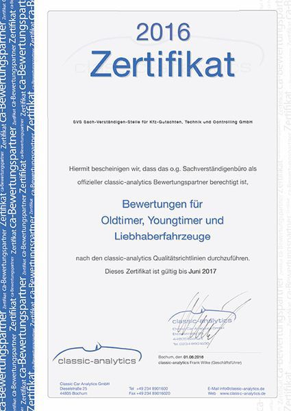 Urkunde classic-analytics Bewertungspartner